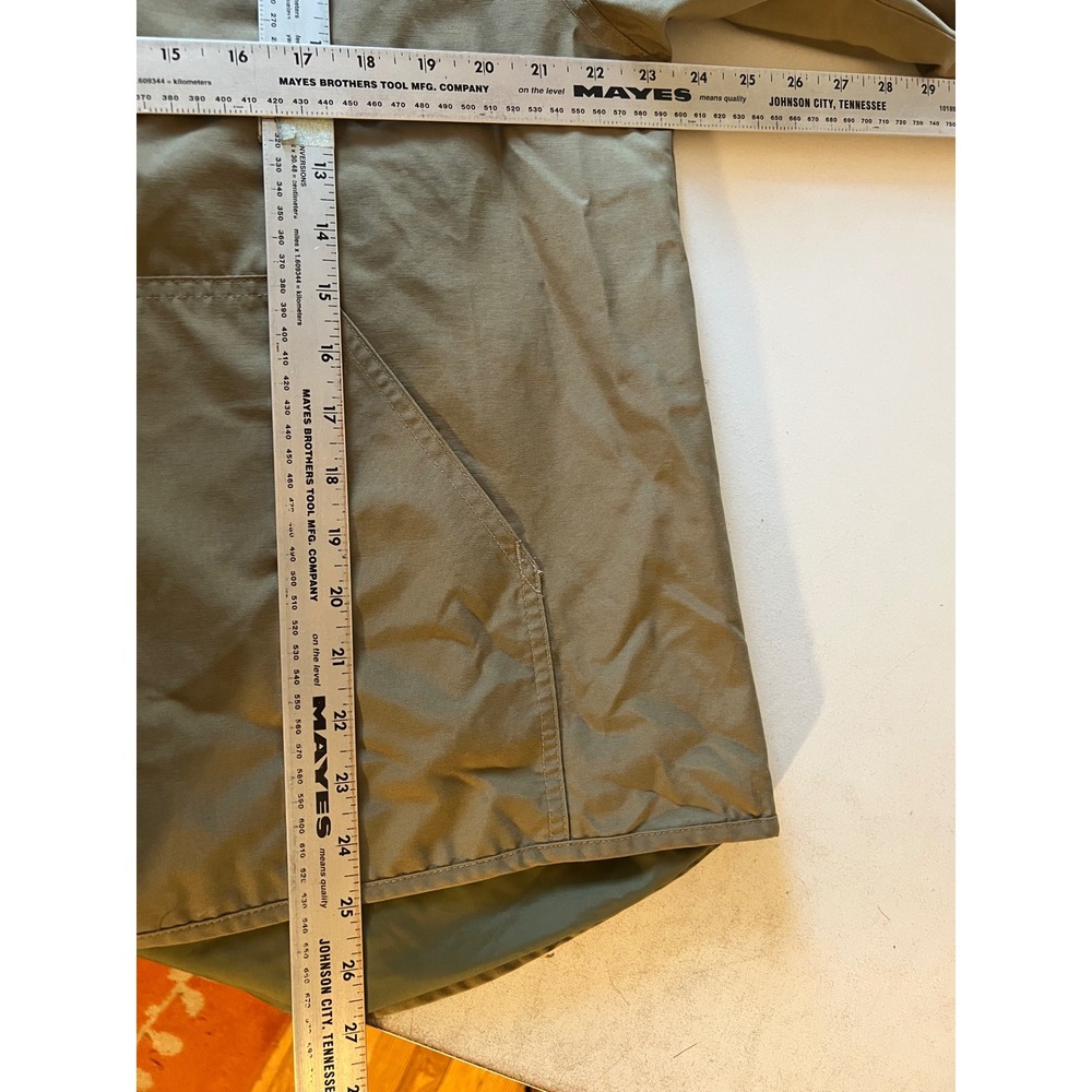 LL Bean Anorak Quarter Zip Pullover Rain Jacket Olive Green Hooded M Windbreaker - Picture 5 of 7